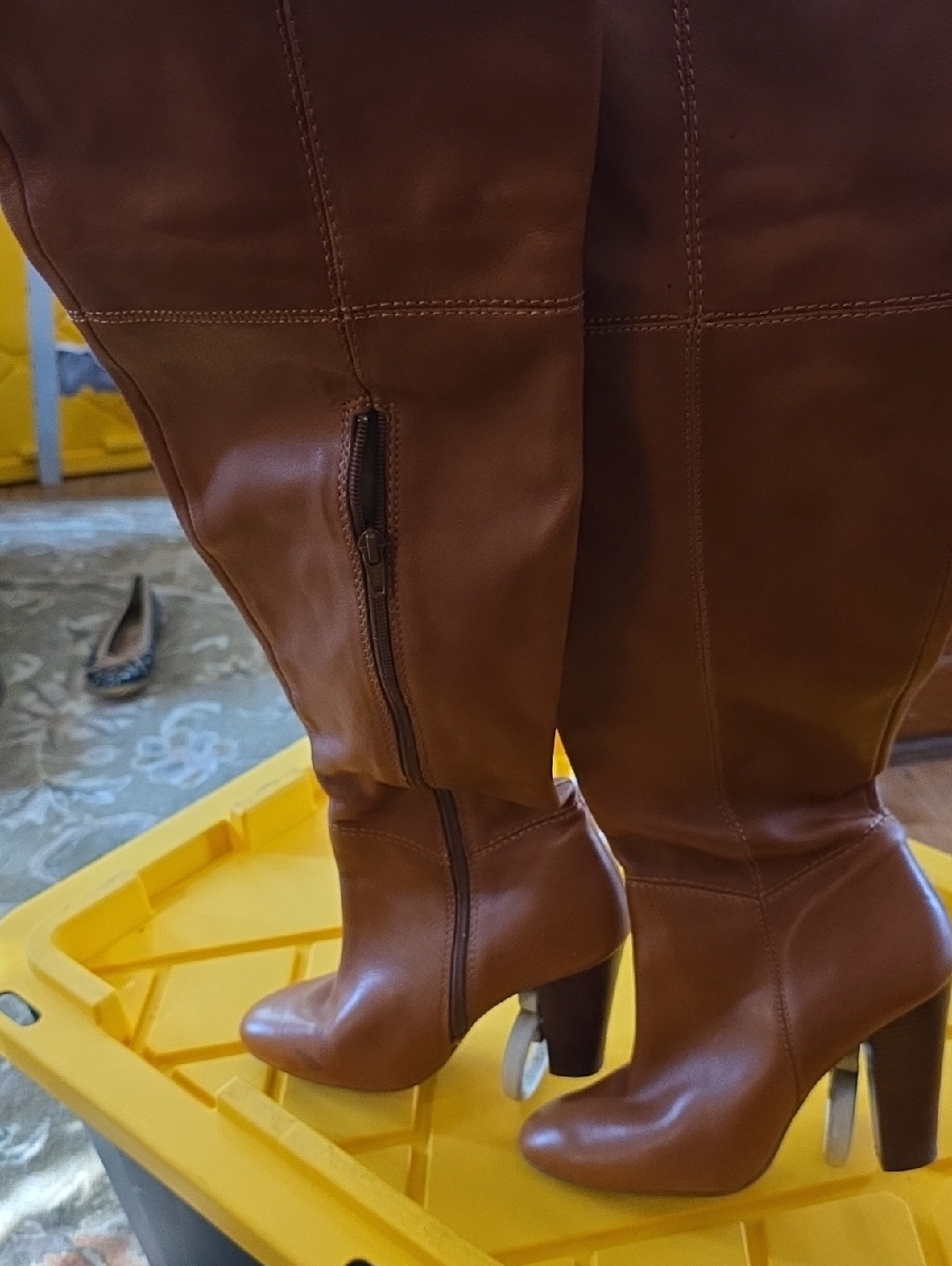 Milano Brown Over-The-Knee Leather Heeled Boots